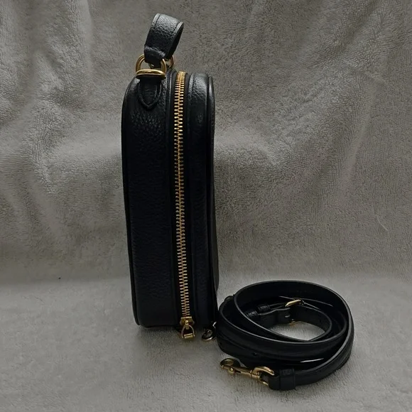 Coach Black Leather Phone Crossbody with Gold Accents - Picture 2 of 6